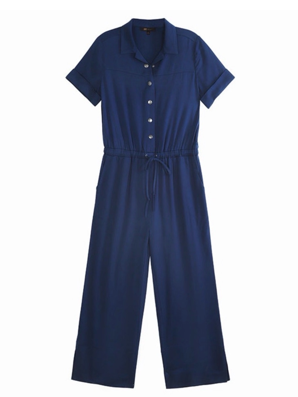 Frye Navy Button-Front Utility Jumpsuit